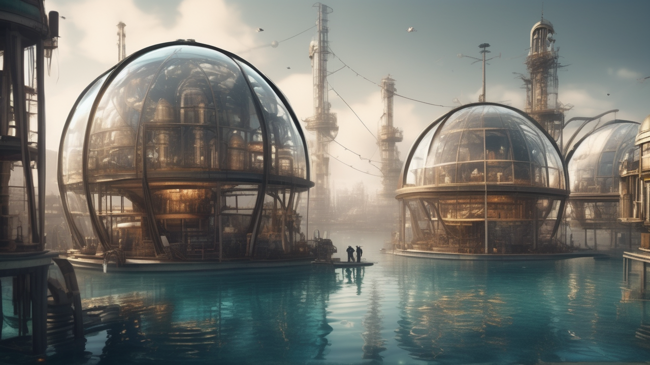An underwater steampunk city