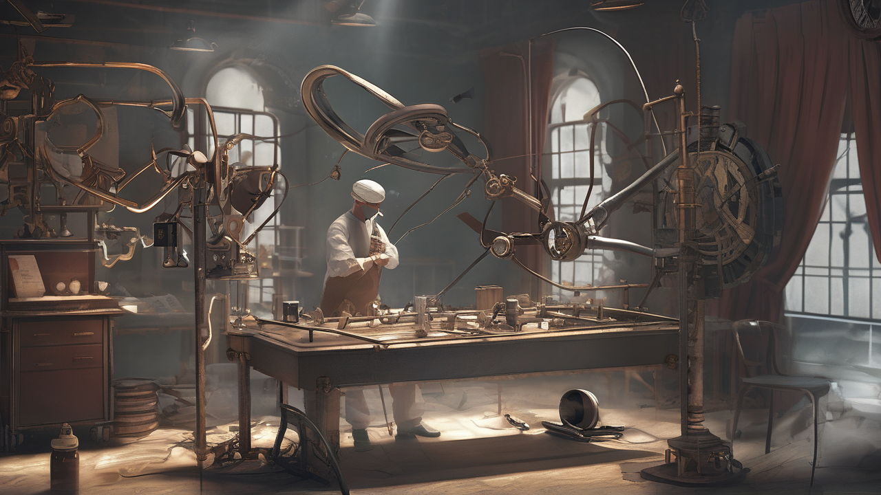 Steampunk surgeon's theater — clockwork medical tools