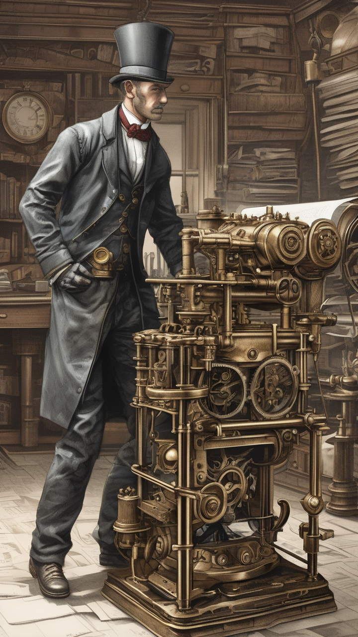 Steampunk newspaper press