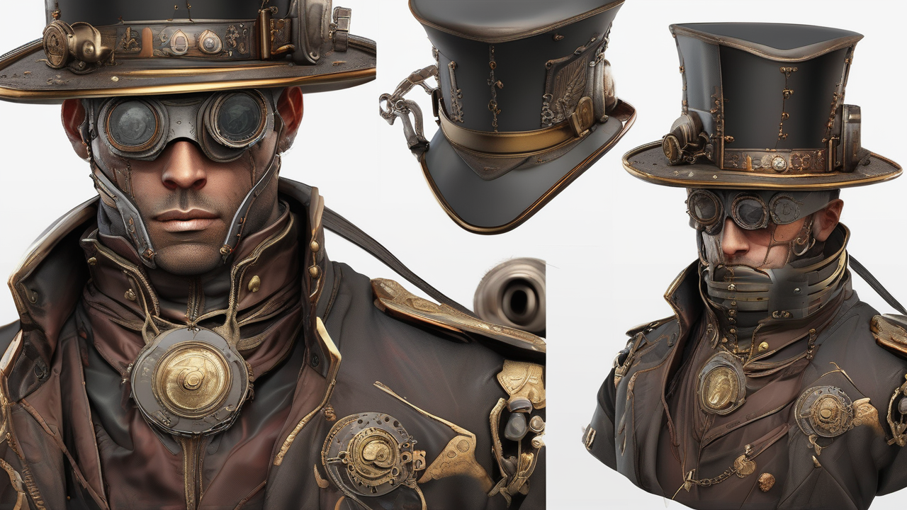 Steampunk soldier portrait — brass armor