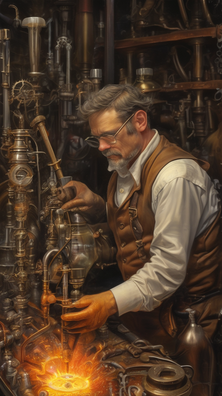 A steampunk glassblower