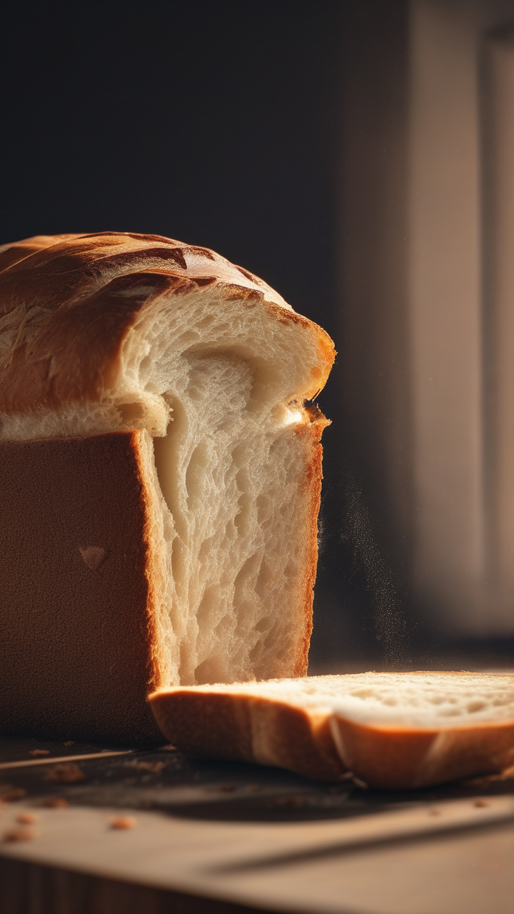 A freshly baked sourdough loaf sliced open