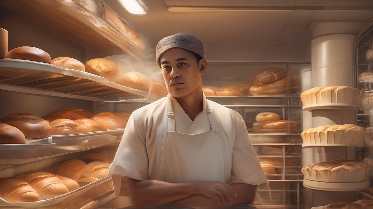 A bread bakery at 4 AM — racks of loaves