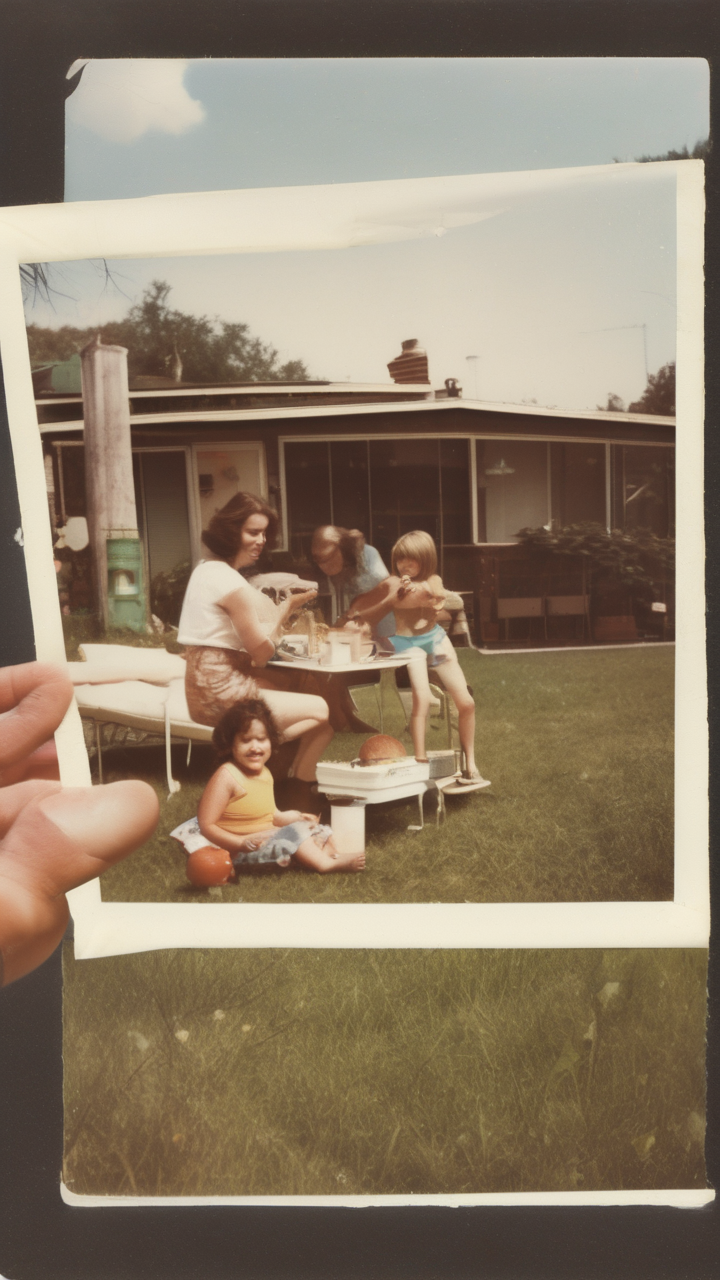 A 1970s Polaroid aesthetic — faded colors