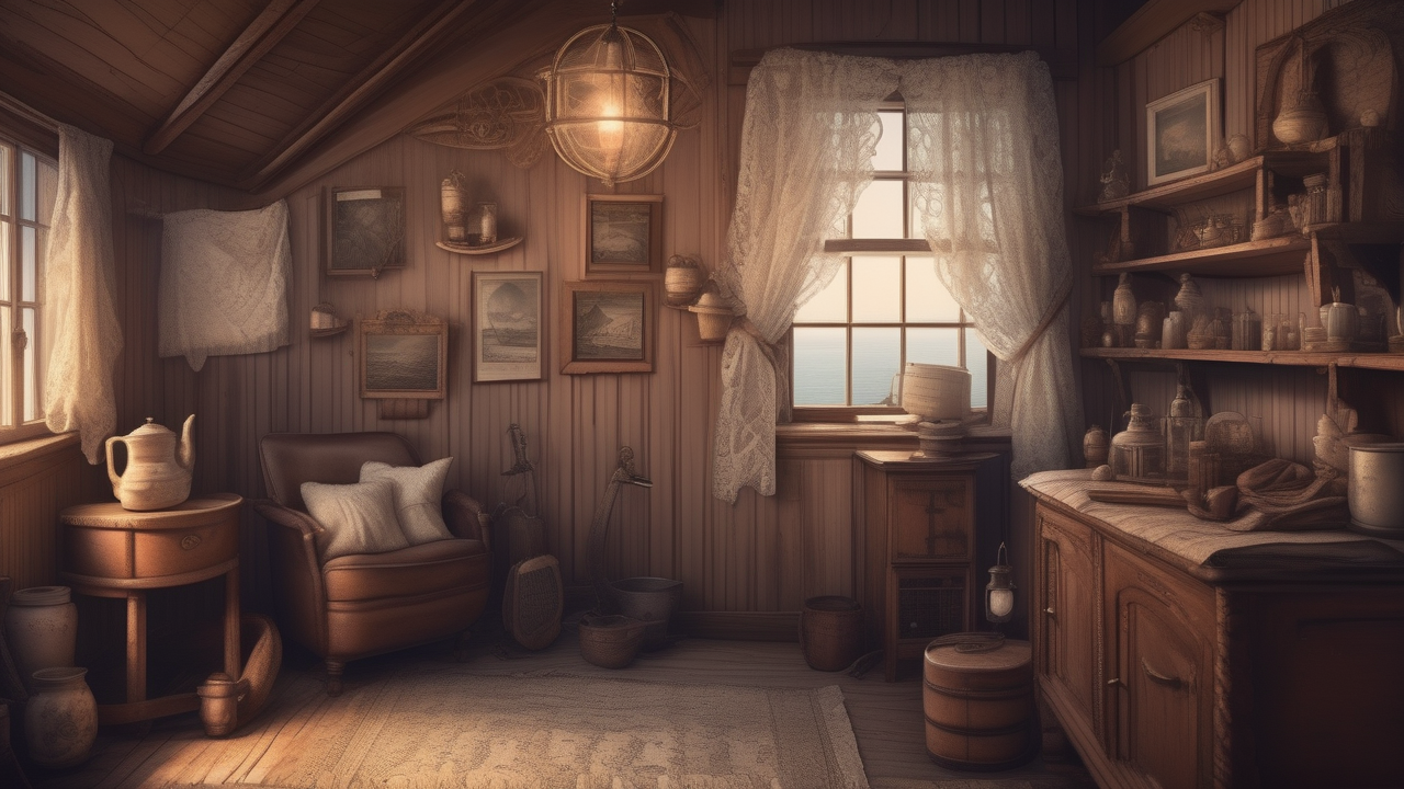 A vintage lighthouse keeper's cottage interior