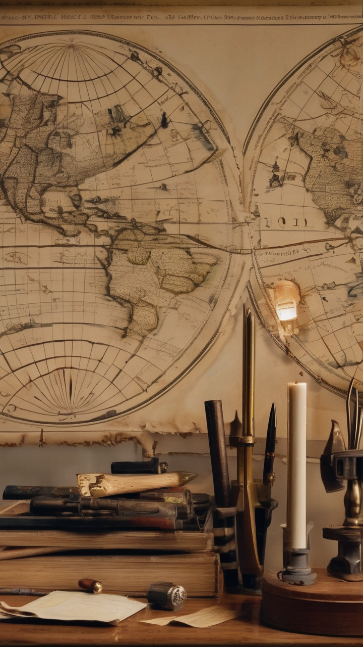 A vintage map room — rolled charts