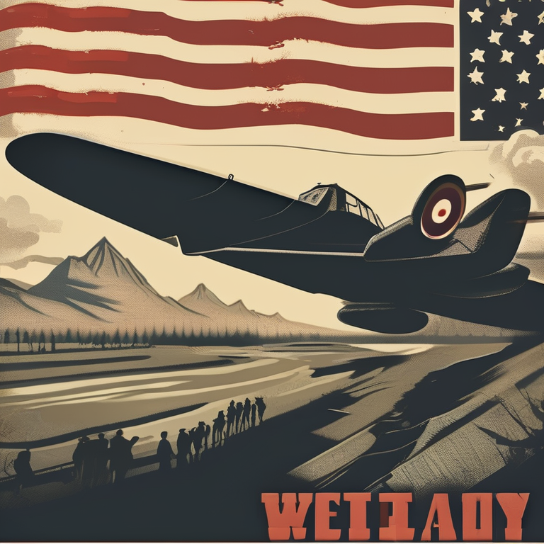 A 1940s war poster aesthetic — bold graphic design