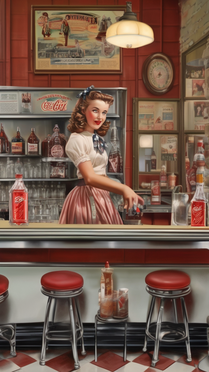A vintage soda fountain counter