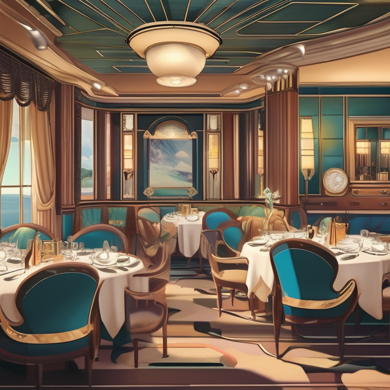 A 1930s ocean liner first-class dining room