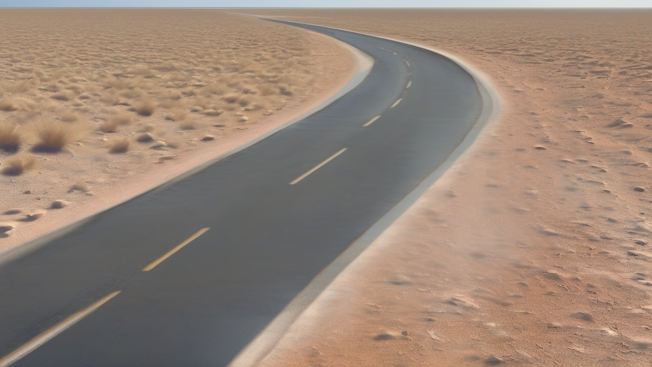 A summer heat mirage on a desert highway