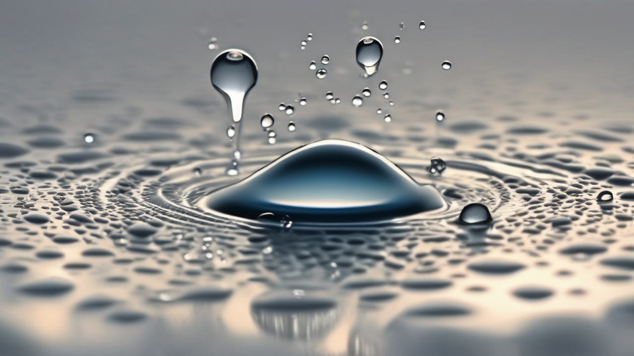 The frozen moment when a single raindrop hits a still puddle — corona crown of droplets