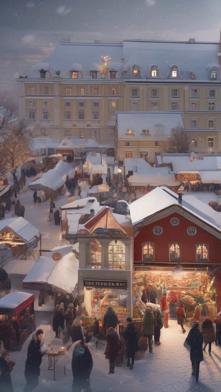 A winter market in the snow — Vienna style