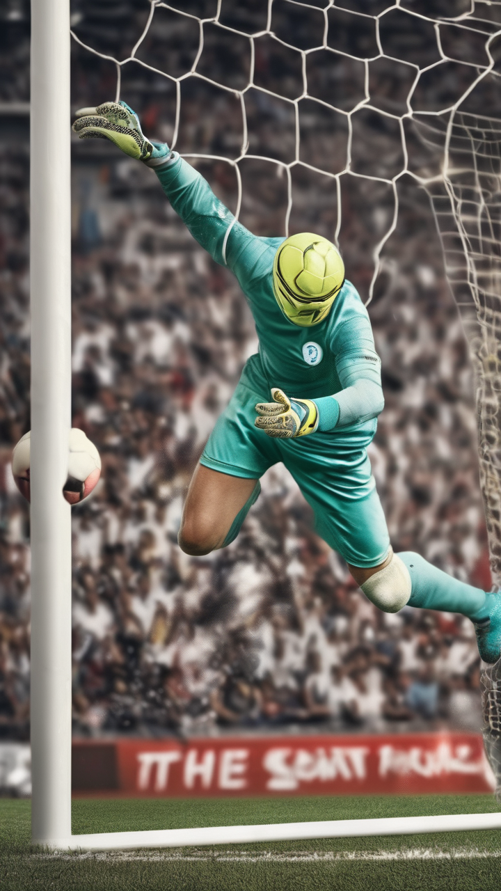 A goalkeeper diving full length