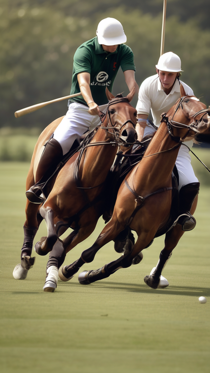 A polo match at full gallop