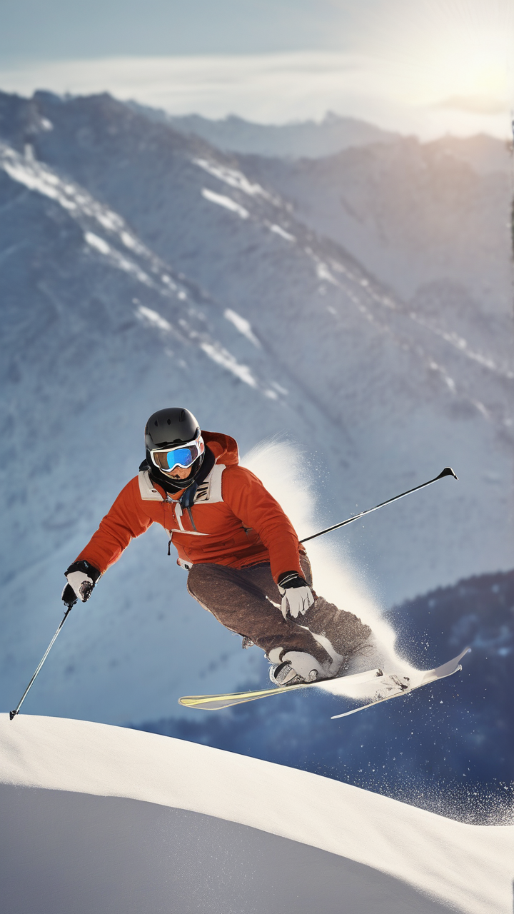 A freestyle skier in a midair cork 1440