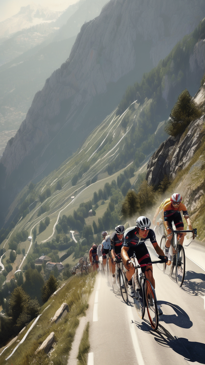 A Tour de France peloton on an Alpine descent