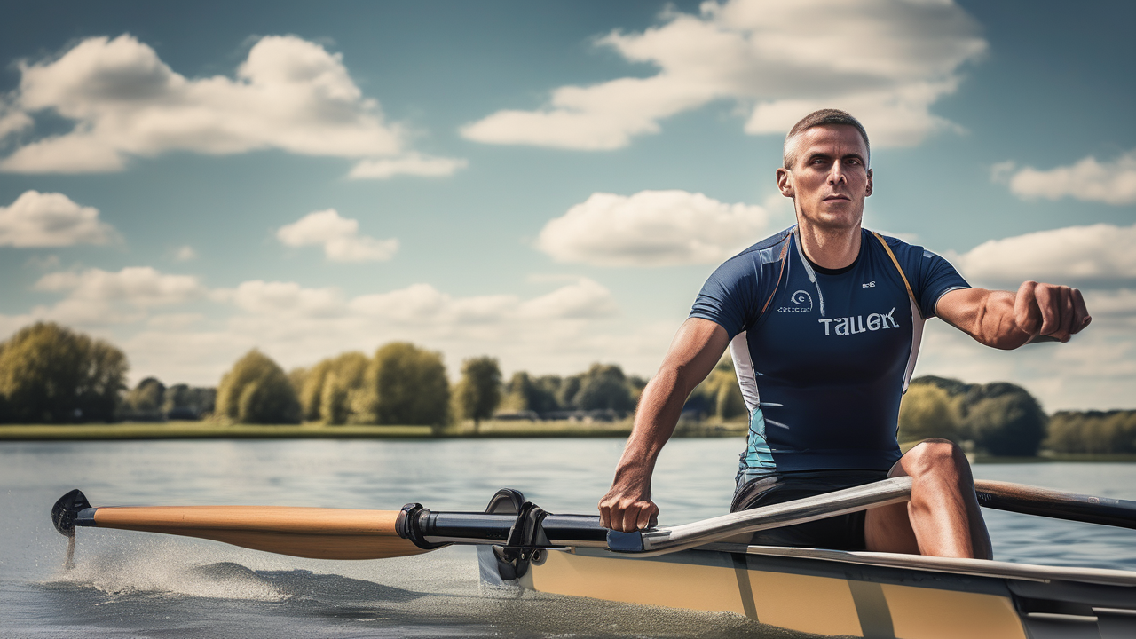 A rower at the catch