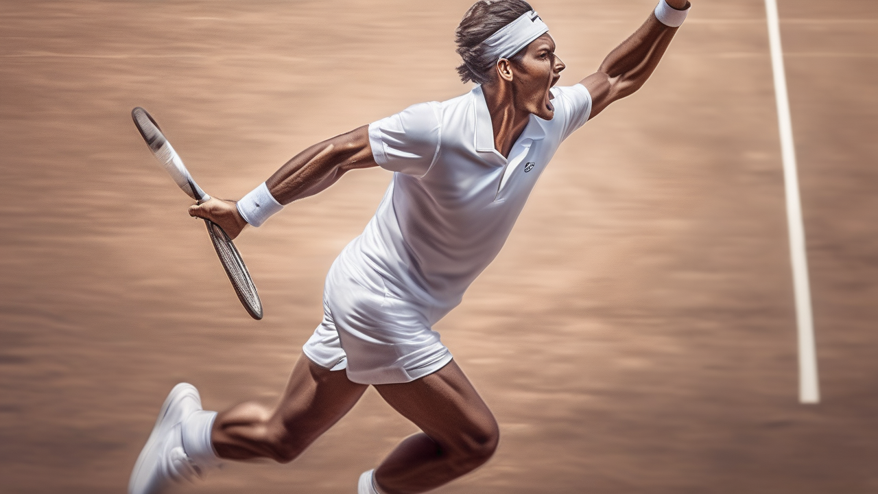 A tennis player serving at 150mph