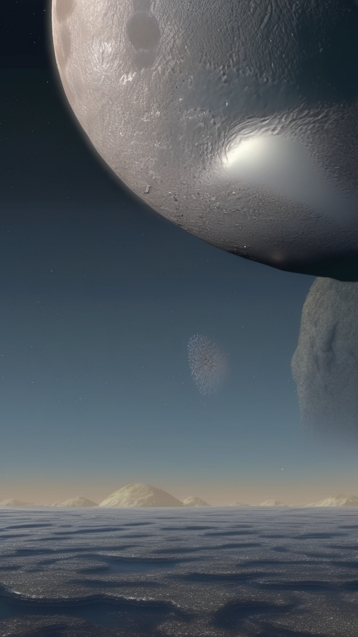 The moon Triton orbiting Neptune