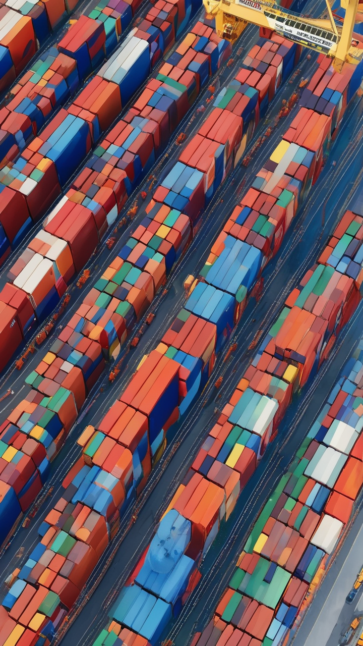 A massive container port from above