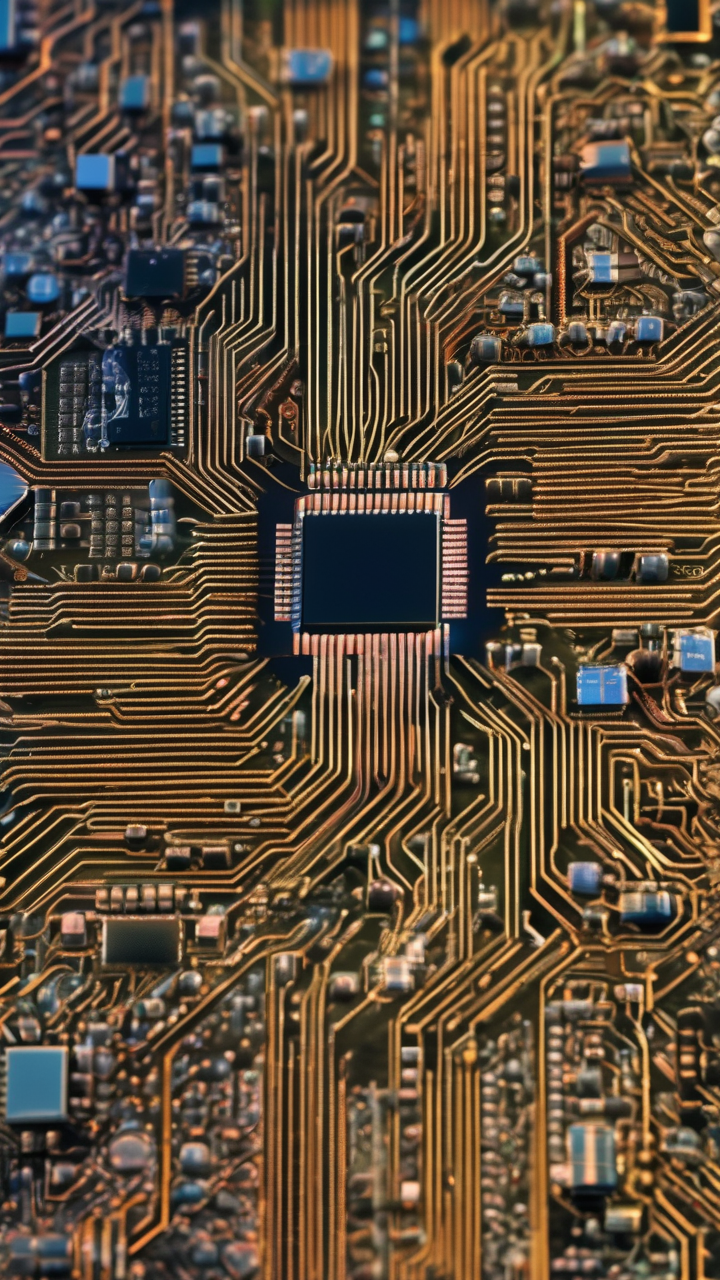 Macro photography of a CPU die with transistors at the nanometer scale