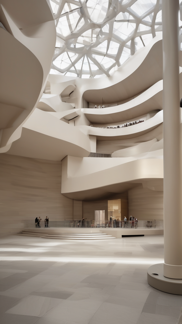 The interior of the Guggenheim Bilbao by Frank Gehry