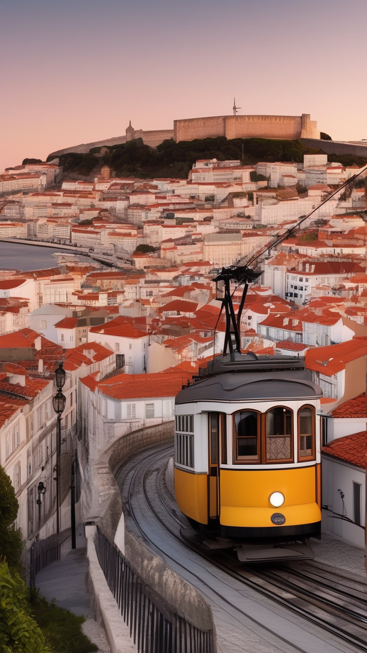A photorealistic Lisbon at dawn