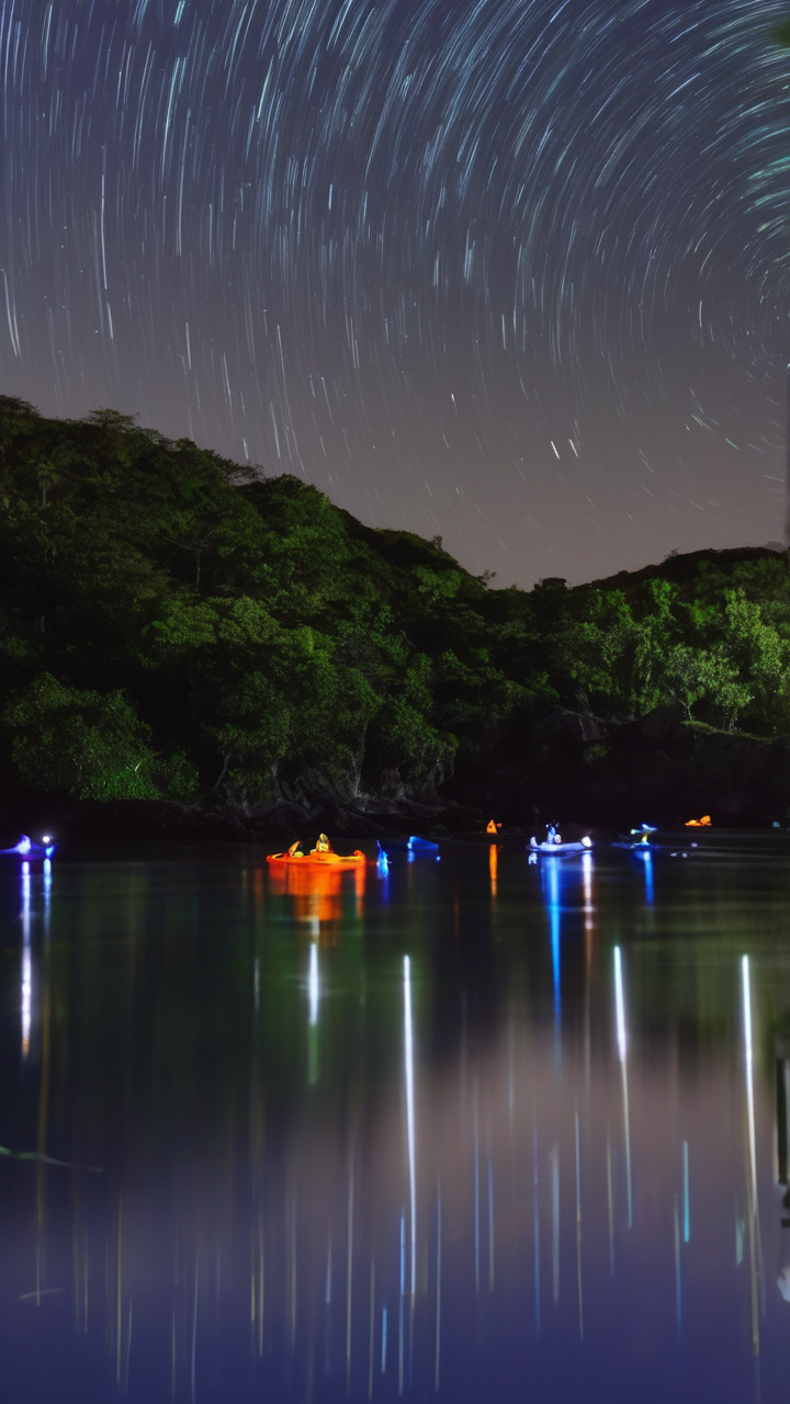 The bioluminescent bay in Vieques Puerto Rico at night