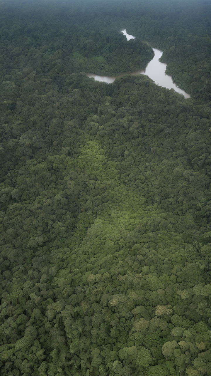 A hyperrealistic Borneo rainforest from above