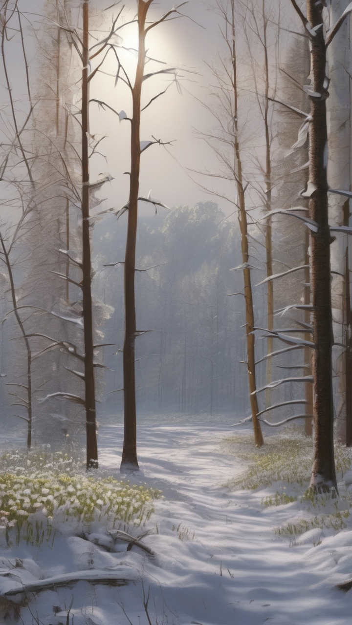The exact moment winter becomes spring in a northern forest