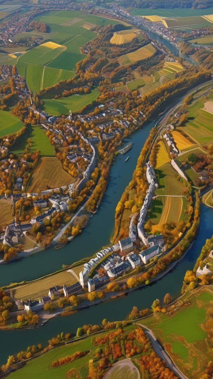 The Rhine Gorge in autumn from above