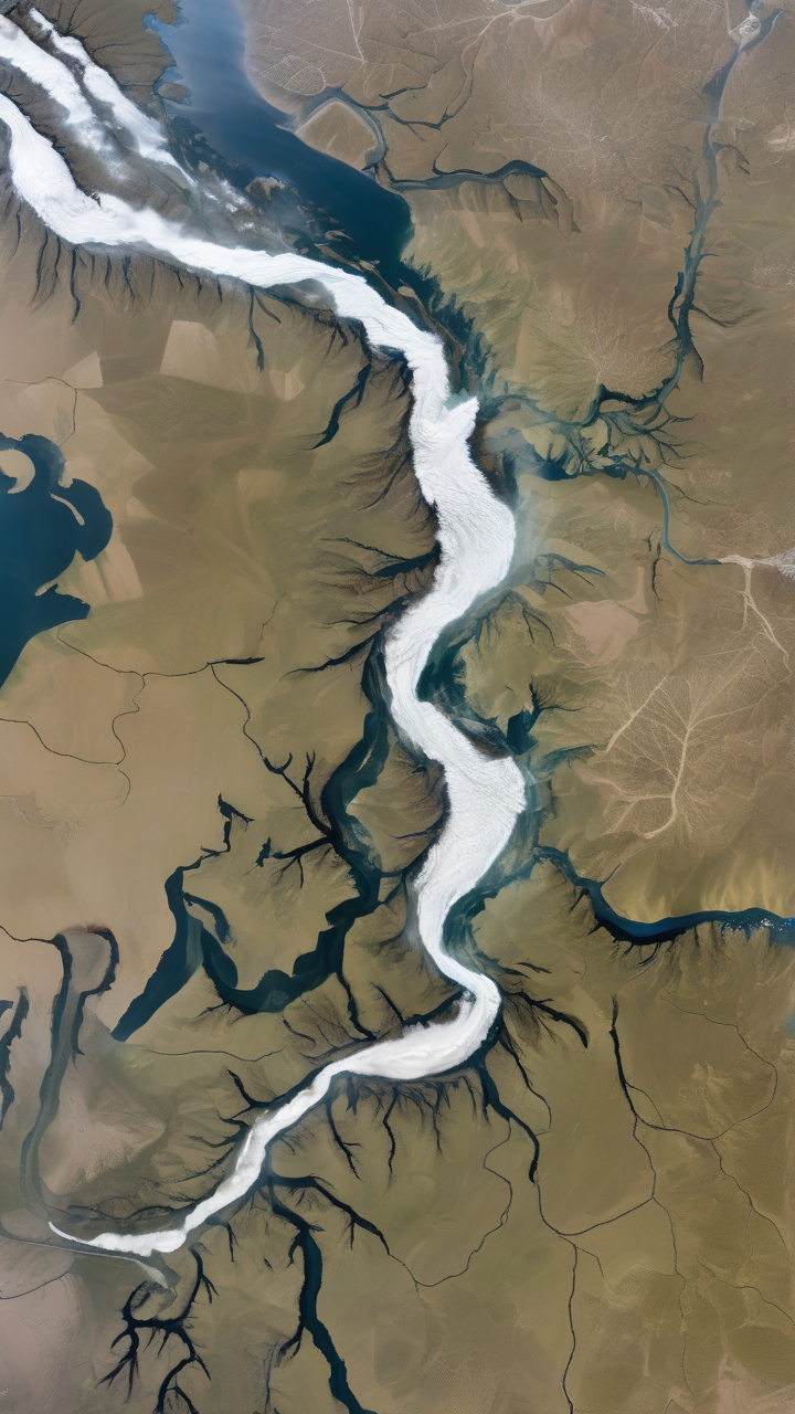The Lena River delta in Siberia from space