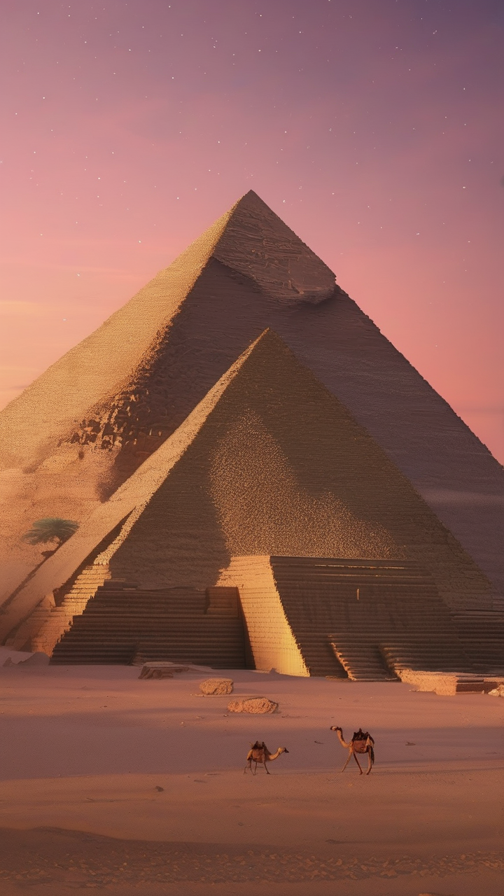 The Great Pyramid of Giza at 5am before sunrise