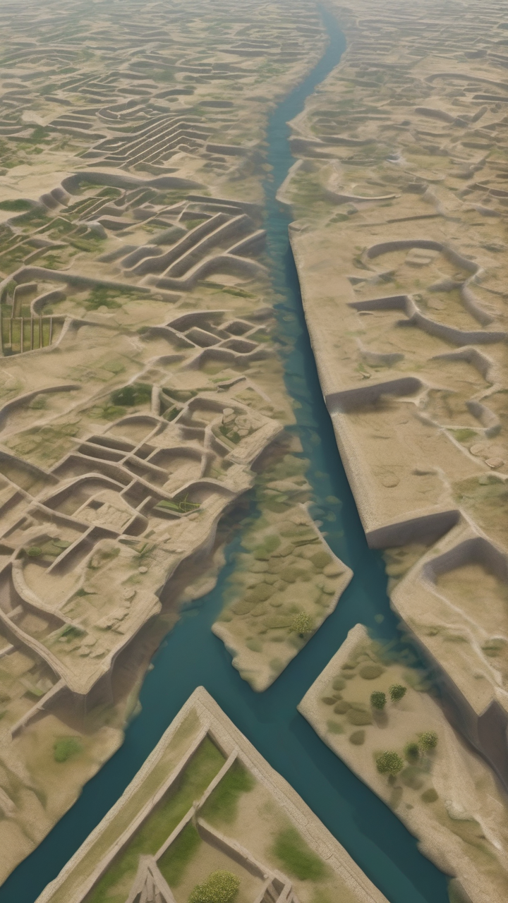 The ancient irrigation channels of the Mesopotamian plain from above