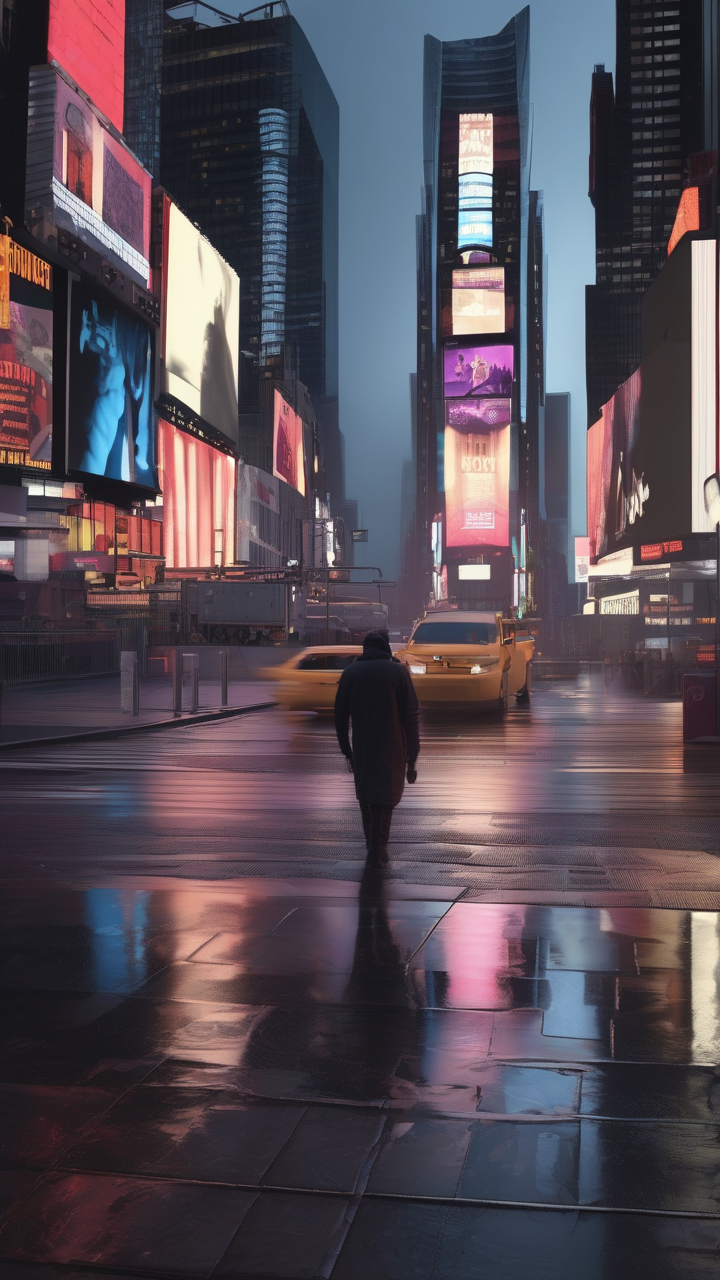 Times Square at 4am with almost no people