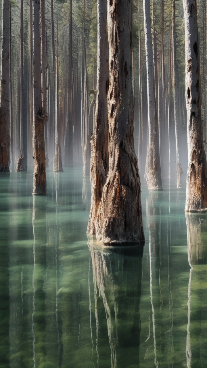 The submerged forest of Lake Kaindy in Kazakhstan