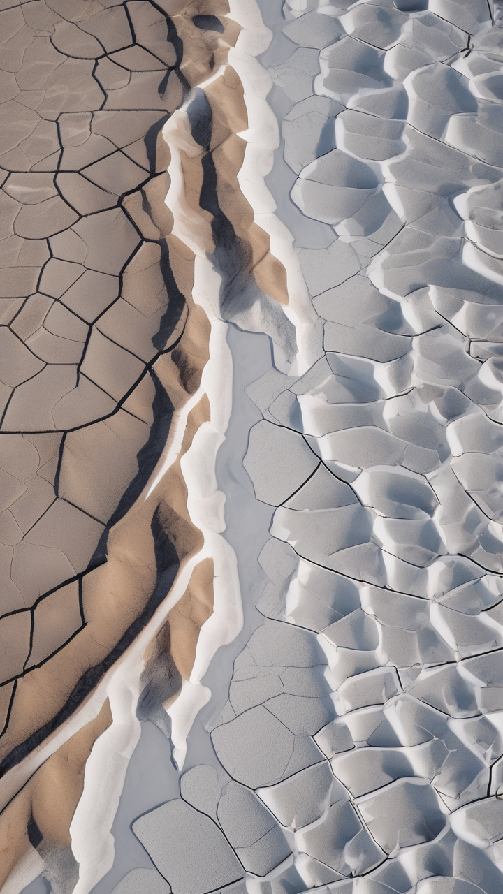The salt patterns of a desert playa from directly above