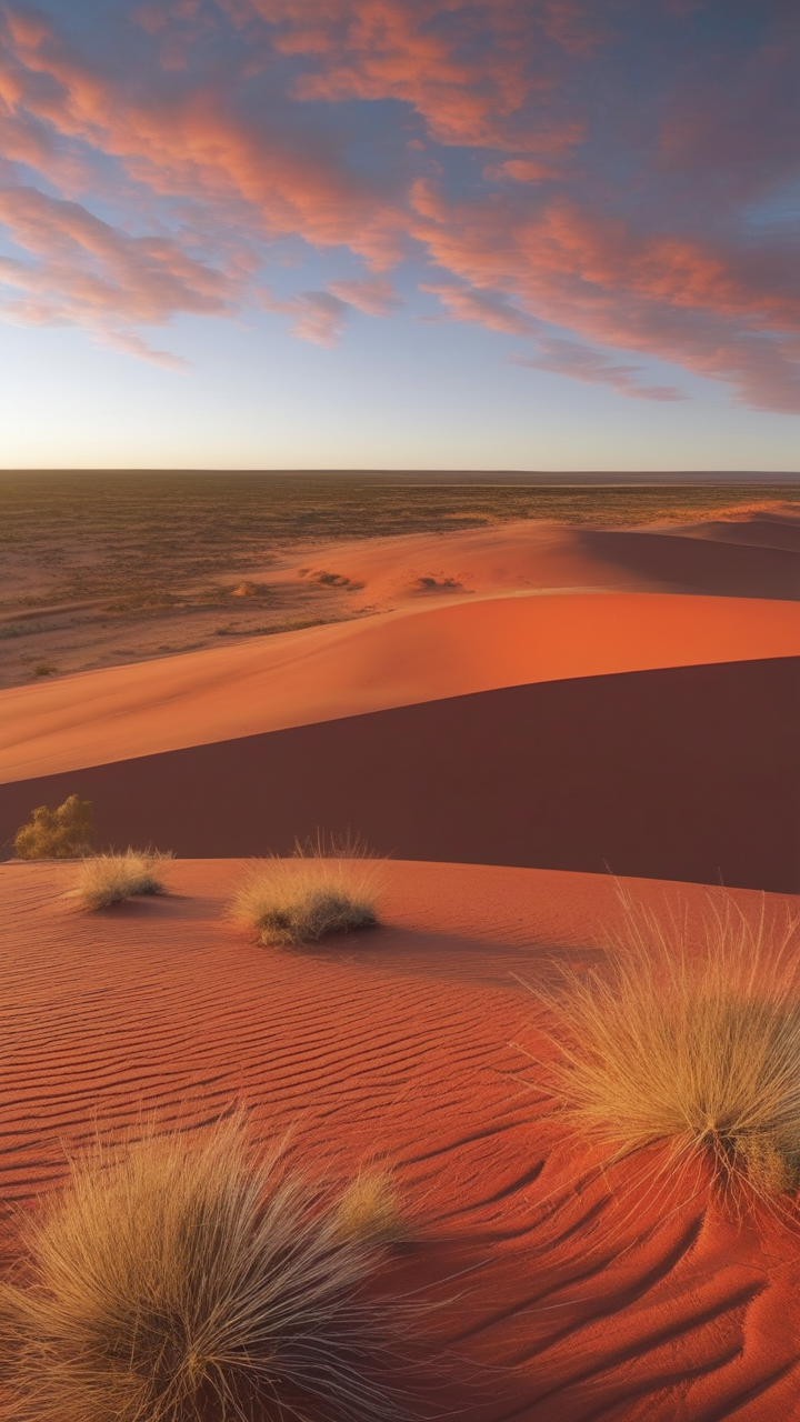 The Simpson Desert in Australia at sunrise