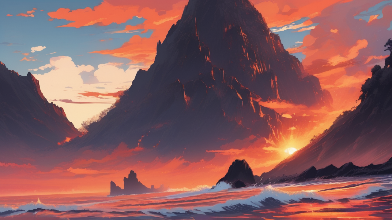 Volcanic Island Sunset