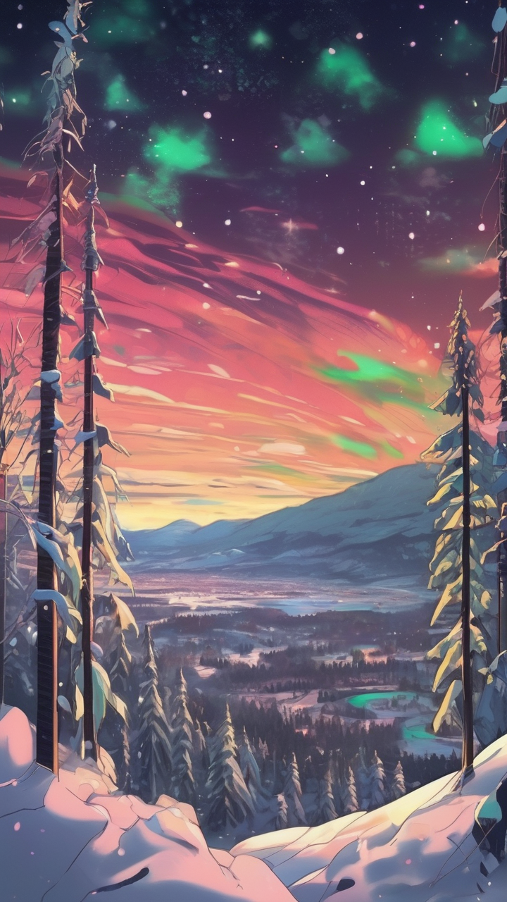 Aurora Borealis Forest