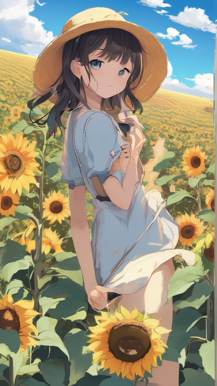 Sunflower Field Girl