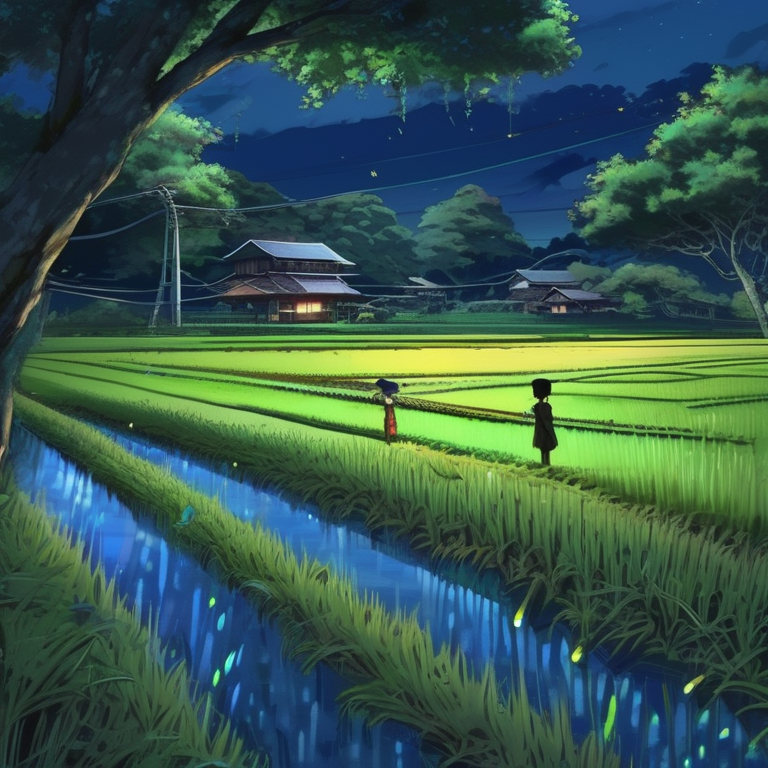 Moonlit Rice Fields