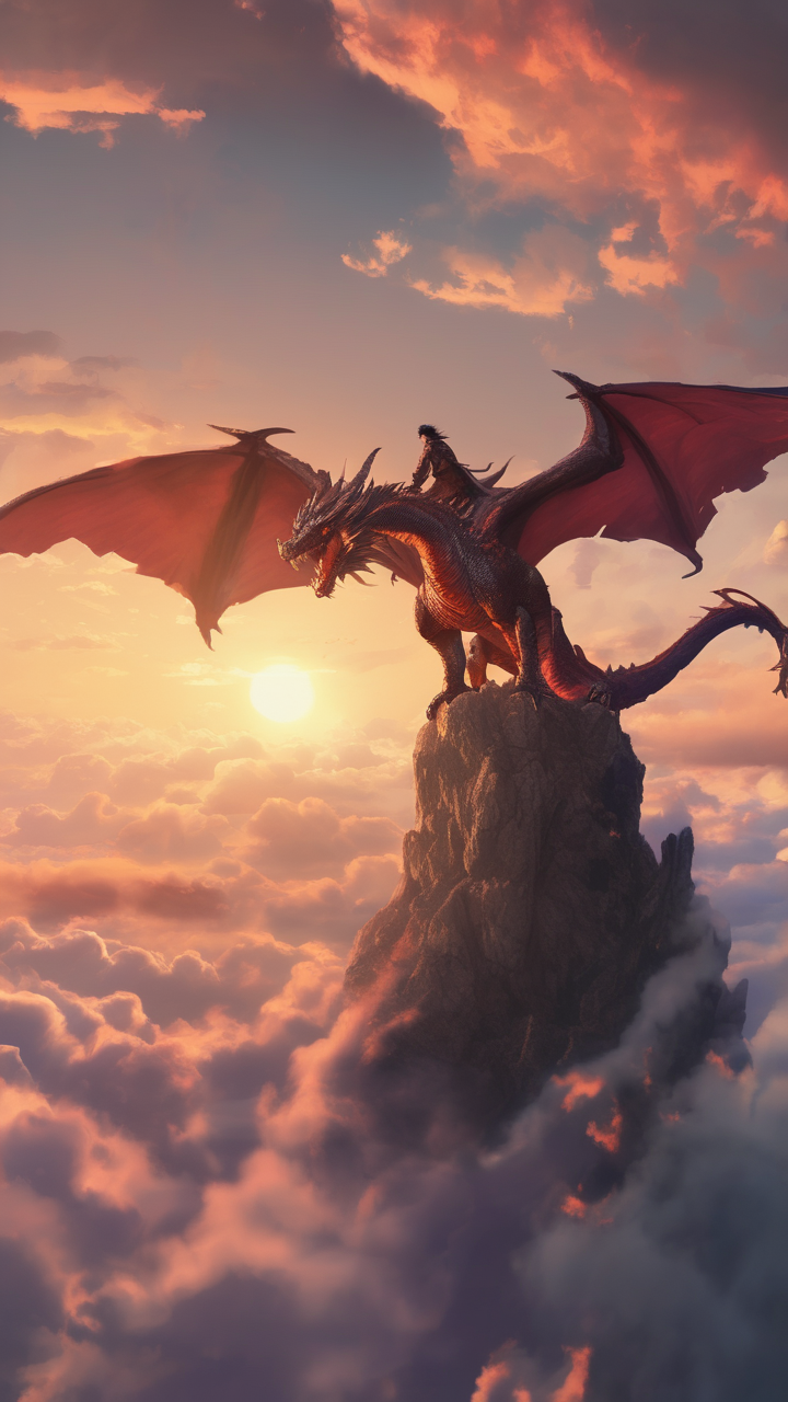 Dragon Rider Above Clouds