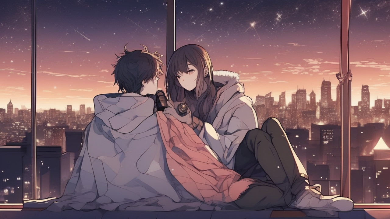 Rooftop Stargazing Couple