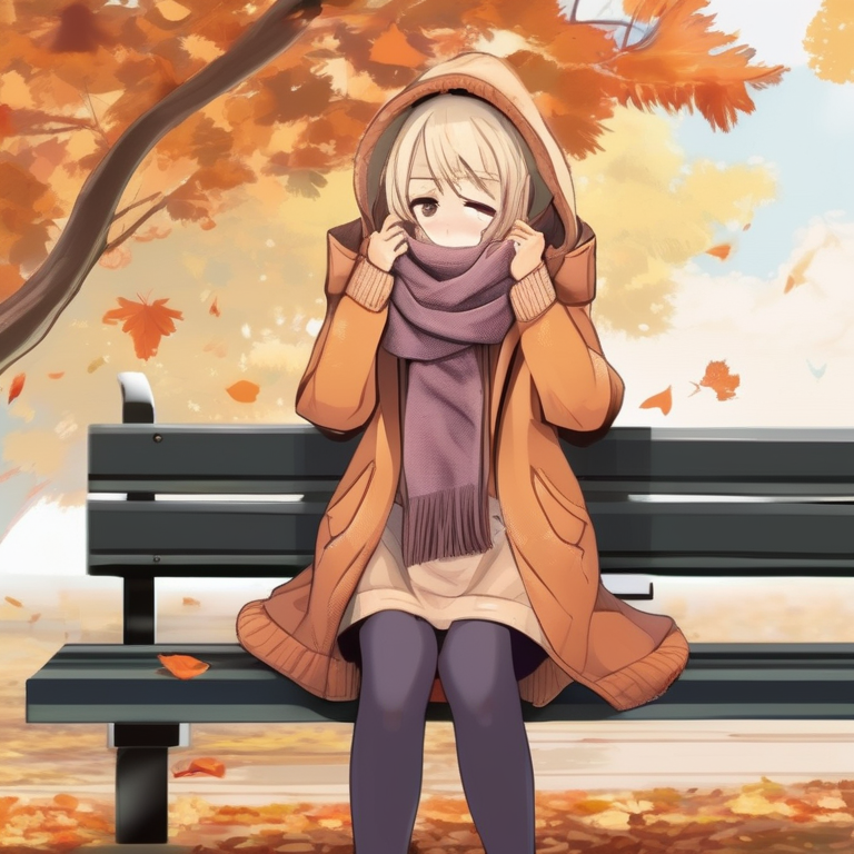 Autumn Park Bench Reading