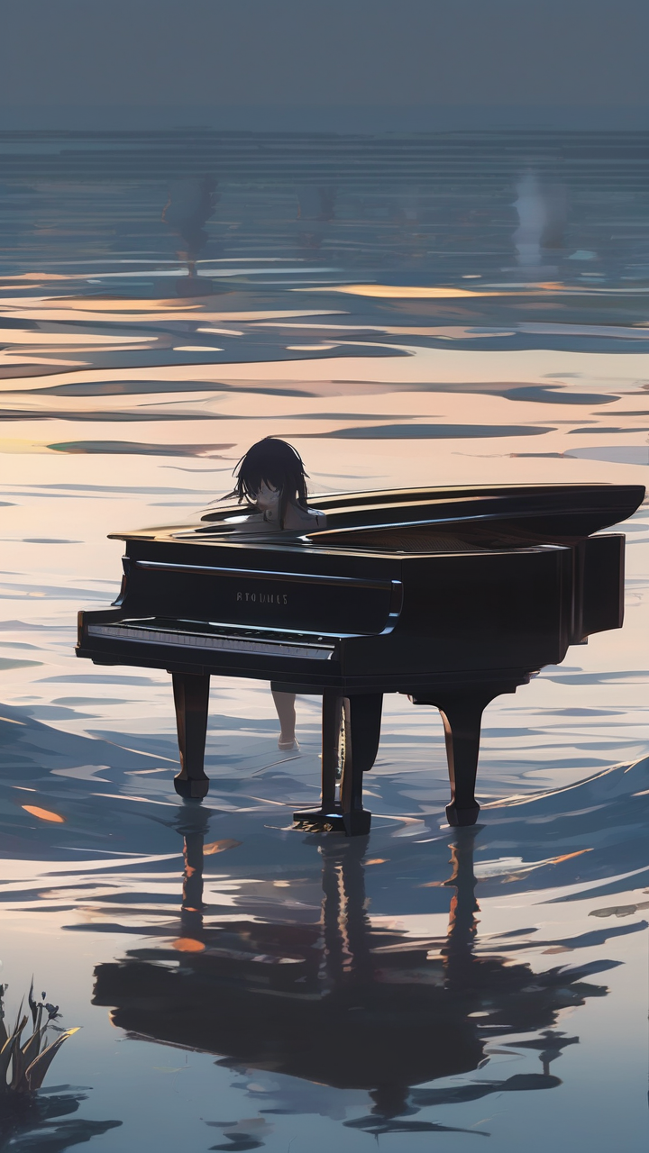 Piano on Ocean Surface