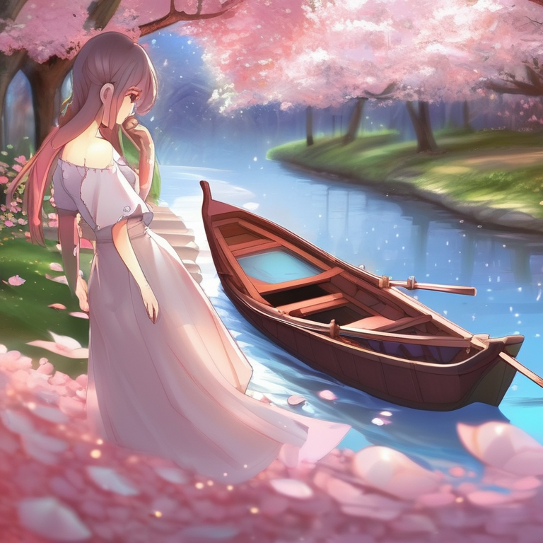 Sakura Petal Boat River