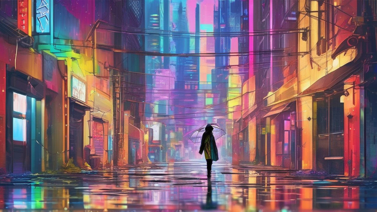 Neon Rainstorm Alley