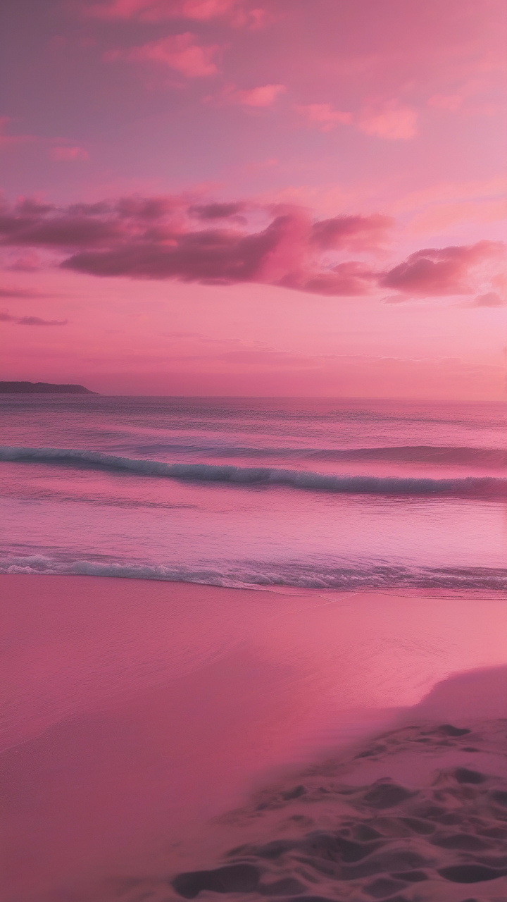 Pink sunset beach wallpaper