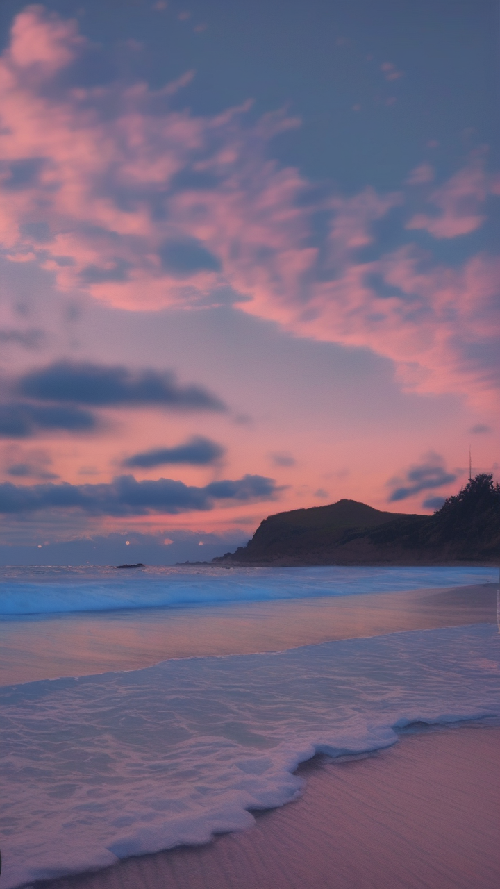 Blue hour beach wallpaper